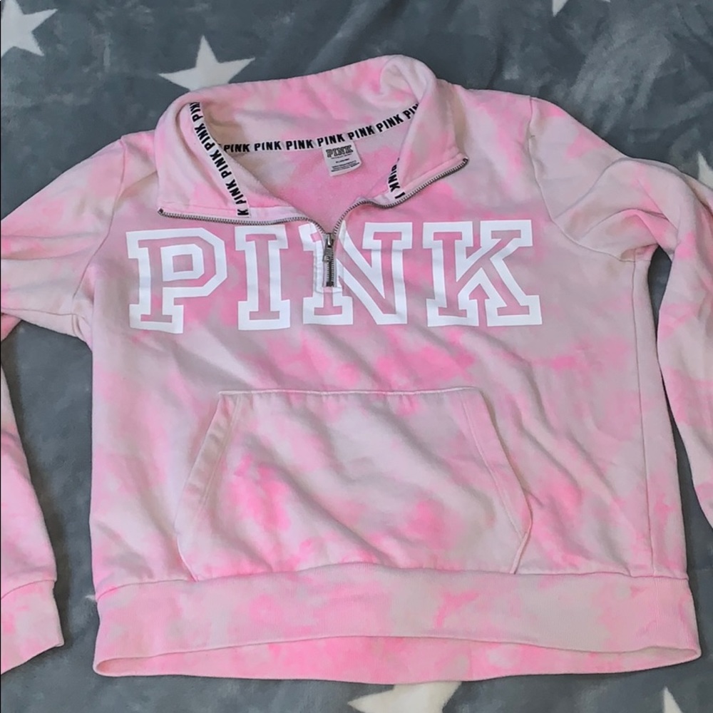 Pink tye dye quarter zip